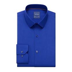 Gollnwe Herren Stretch Bambus Bügelfreies Kleid Shirt Langarm Einfarbig mit umwandelbarer Manschette Royal blau XXL von Gollnwe