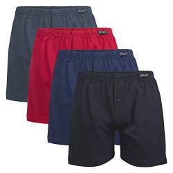 Gomati Herren Jersey Boxershorts (4 Stück) Stretch Unterhose aus Baumwolle - Schwarz-Navy-Anthra-Rot L/6 von Gomati