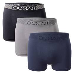 Gomati Herren Seamless Pants (3er Pack) Nahtlose Boxershorts aus Microfaser-Elasthan - Grey Tones L von Gomati