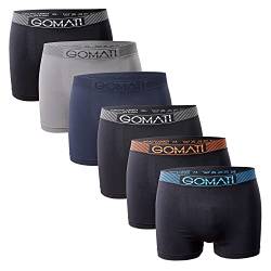 Gomati Herren Seamless Pants (6er Pack) Nahtlose Boxershorts aus Microfaser-Elasthan - Black Grey Mix XL von Gomati