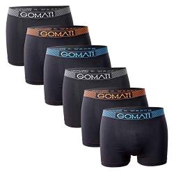 Gomati Herren Seamless Pants (6er Pack) Nahtlose Boxershorts aus Microfaser-Elasthan - Black Mix L von Gomati