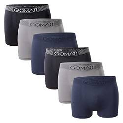 Gomati Herren Seamless Pants (6er Pack) Nahtlose Boxershorts aus Microfaser-Elasthan - Grey Tones L von Gomati