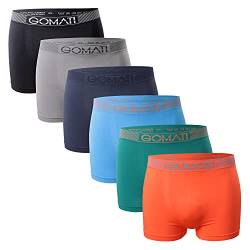 Gomati Herren Seamless Pants (6er Pack) Nahtlose Boxershorts aus Microfaser-Elasthan - Petrol Orange Azure Grey Tones XL von Gomati