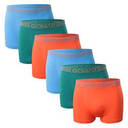 Gomati Herren Seamless Pants (6er Pack) Nahtlose Boxershorts aus Microfaser-Elasthan - Petrol Orange Azure L von Gomati