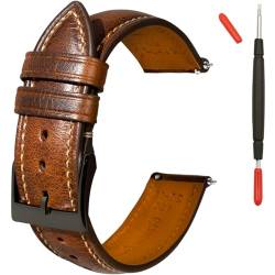 Gomvadr Uhrenarmband aus Leder mit Schnellverschluss, Vintage-Stil, ölgegerbtes Pull-Up-Lederband, Ersatz-Uhrenarmbänder für Herren und Damen, 14 mm, 16 mm, 18 mm, 19 mm, 20 mm, 21 mm, 22 mm, 24 mm von Gomvadr