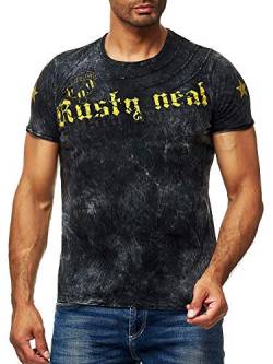 Batik T-Shirt Stretch Herren Kurzarm Shirt Verwaschen S M L XL XXL 3XL 156-1, Größe:2XL, Farbe:Anthrazit von Goob