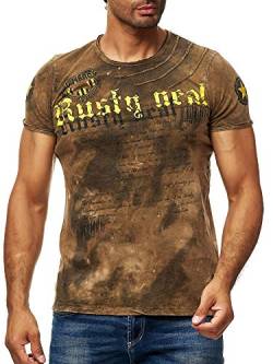 Batik T-Shirt Stretch Herren Kurzarm Shirt Verwaschen S M L XL XXL 3XL 156-1, Größe:2XL, Farbe:Braun von Goob