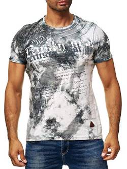 Batik T-Shirt Stretch Herren Kurzarm Shirt Verwaschen S M L XL XXL 3XL 156-1, Größe:2XL, Farbe:Grau von Goob