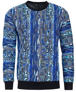 Sweatshirt Herren Designer Rundhals Pulli Streetwear Sweat-Shirt New York Langarm Jacquard Sweater, Größe:XL, Farbe:Blau von Goob
