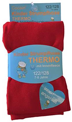 Good Deal Market 2 Kinder Thermostrumpfhosen mit flauschigem Innenfleece Vollfrottee tolle Unifarben Grösse 134-140 Rot von Good Deal Market