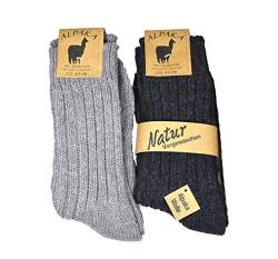Good Deal Market 2er Pack dicke Alpaka-Socken für Damen und Herren; Gr. 35-38 schwarz-grau die Wärmsten Wollsocken überhaupt, dicke Stricksocke Gr. 35/38 39/42 43/46 lieferbar von Good Deal Market