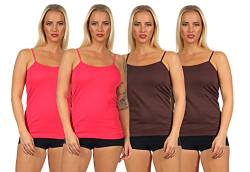 Good Deal Market Cocain 4er Pack Damen Unterhemden Größe Grösse Gr. 40-42 farbig pink braun Spaghetthi Tank Top Sommershirt T-Shirt unterhemden Damen Baumwolle unterhemd Damen Spitze von Good Deal Market