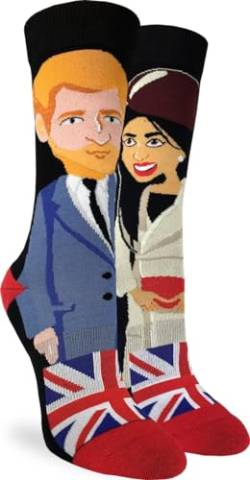 Good Luck Sock Herren-Socken mit berühmten und historischen Menschen, Erwachsene, Prinz Harry & Meghan Markle, Einheitsgr��e von Good Luck Sock