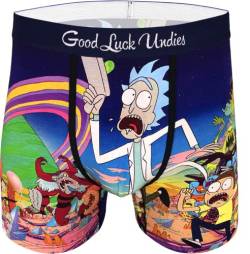 Good Luck Undies Herren Boxershorts Rick and Morty Run Away! - Blau - Large von Good Luck Sock