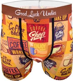Good Luck Undies Herren Food Boxershorts Unterwäsche, Coffee Time, Large von Good Luck Sock