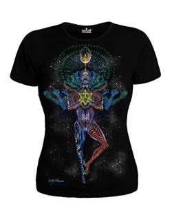 Damen T-Shirt “Mechanical Lotus” mit Druck UV-aktiv Schwarzlicht PSY (M) von Good