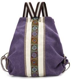 Goodhan Damen Canvas Rucksäcke Tagesrucksack Lässige Schultertasche, Schultasche Laptop-Rucksack Einheitsgröße Violett von Goodhan