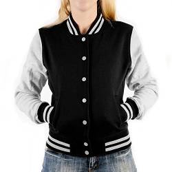 College Damen Jacke Sweatjacke Marilyn Rockerbilly Baseball-Jacken Übergangsjacke Damen Jacke Biker Jacke Farbe: schwarz Gr: S von Goodman Design