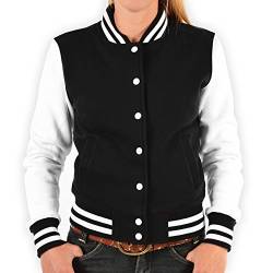 College Damen Jacke Sweatjacke Rock and Roll Rockerbilly Baseball-Jacken Übergangsjacke Damen Jacke Biker Jacke Farbe: schwarz Gr: S von Goodman Design