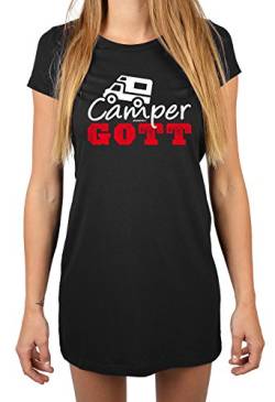 Goodman Design ® Damen Sprüche Nachthemd Camping : Camper Gott - Frauen Camper Schlafshirt/Longshirt Gr: M von Goodman Design