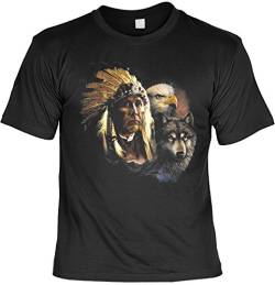Indianer T-Shirt Indianer Wolf Adler Wild West T-Shirt Spirit Western American Free Spirit Amerika von Goodman Design