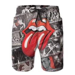 Rolling Stones Herren Badehose, schnell trocknende Boardshorts, elastische Taille, Strand-Bademode, Badeanzug für Männer mit Taschen Gr. XL, Rolling Stones15 von Goodsthing