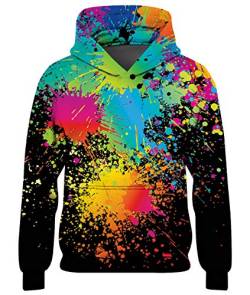 Goodstoworld 3D Fleece Hoodie Kinder Mädchen Jungen Pullover schwarz Coole Druck Lange Ärmel Painting Kapuzenpullover Sweatshirt Kleider Bunte 14-16 Jahre von Goodstoworld