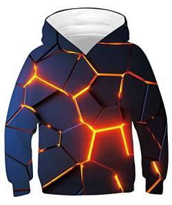 Goodstoworld 3D Lava Pullover Kinder Jungen Mädchen Hoodie Sweatshirt 3D Blitz Druck Unisex Langarm Kapuzenpullover Coole Pulli Sweatshirt Lustige Pullover 6-8 Jahre von Goodstoworld