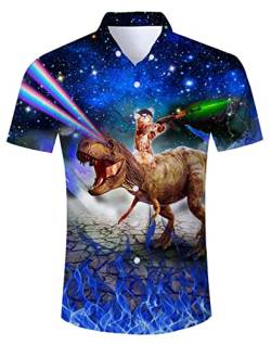 Goodstoworld Hawaiihemd Herren Dinosaurier Hemd Kurzarm 3D Galaxis Faultier Drucke Ugly Lustige Blouse Button Hemden Sommer Urlaub Party Coole Strandhemd Regular Slim Fit Shirts M von Goodstoworld