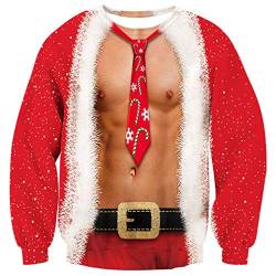 Goodstoworld Pullover Weihnachten 3D Druck Herren Rot Weihnachtspullover Sweatshirt Unisex Ugly Christmas Sweater XXL von Goodstoworld