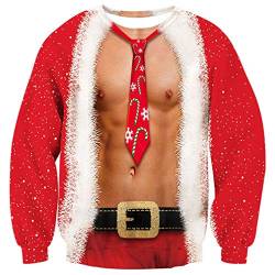 Goodstoworld Pullover Weihnachten 3D Druck Herren Rot Weihnachtspullover Sweatshirt Unisex Ugly Christmas Sweater XXXL von Goodstoworld