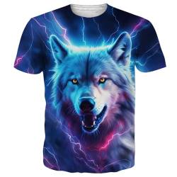 Goodstoworld T Shirt Herren 3D Wolf Druck Shirt Lustig Unisex Slim Fit T-Shirt Casual Coolr Grafik Sommer Kurzarm Tops Tee für Männer L von Goodstoworld