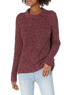 Goodthreads Damen Baumwoll-Rippstrick-Pullover Stehkragen lockere Passform, Burgunder Meliert, XS von Goodthreads