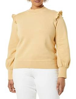 Goodthreads Damen Heritage Fleece-Sweatshirt mit Langen Ärmeln und Rüschenschulter, Helles Kamelbraun, L von Goodthreads