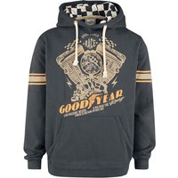 GoodYear - Rockabilly Kapuzenpullover - Princeton - S bis M - für Männer - Größe S - dunkelgrau von Goodyear