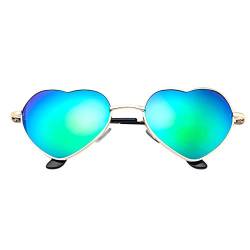 Goosuny Sonnenbrille in Herz-Form mit Metallrahmen und Metall Bügel, Unisex Sunglasses, Damen Herren Polarisiert, Hippie Gläser Brille, Groß Rahmen von Goosuny