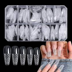 Goowafur Klare künstliche Nägel, 3D-Nagelspitzen - 120 Stück transparente künstliche Nagelspitzen mit vollständiger Abdeckung | Anfängerfreundliche Nagel-DIY-Kunstnagelspitzen für Hochzeit, Reisen, von Goowafur