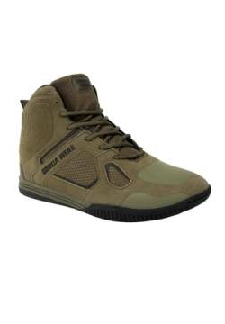 Gorilla Wear Bodybuilding Fitness Schuh Troy High Tops - Armeegrün - Sport Freizeit Alltag Training Workout Schnürsenkel mit Logo Bequem Extra Starker Halt für Herren, 40 von Gorilla Wear