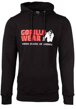 Gorilla Wear - Classic Hoodie - Schwarz - Bodybuilding Sport Alltag Freizeit mit Logo Aufdruck leicht und bequem für optimale Bewegung aus Polyester und Spandex, L von Gorilla Wear