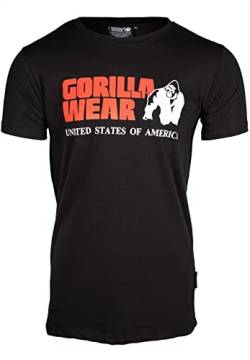 Gorilla Wear Classic T-Shirt - schwarz - klassisches Oberteil mit Logo zum Sport Alltag Training Workout Laufen Joggen bequem Normale Passform leicht aus Baumwolle bewegungsfreiheit groß, XXL von Gorilla Wear