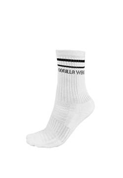 Gorilla Wear - Crew Socks - Weiß - Freizeit Bequem Unisex mit Logo Schriftzug Bewegungsfreiheit aus Baumwolle Elasthan mit geripptem Bund leicht, 39-42 von Gorilla Wear