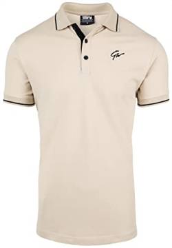 Gorilla Wear - Delano Polo - Beige - Bodybuilding Sport Alltag Freizeit mit Logo Aufdruck leicht und bequem für optimale Bewegung aus Baumwolle Polyester, M von Gorilla Wear