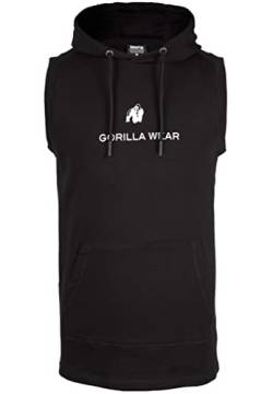 Gorilla Wear - Lincoln Sleeveless Hoodie - Schwarz - Bodybuilding Sport Alltag Freizeit mit Logo Aufdruck leicht und bequem für optimale Bewegung aus Baumwolle und Spandex, S von Gorilla Wear