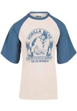 Gorilla Wear - Logan Oversized Shirt - Beige/Blau -, XXL von Gorilla Wear