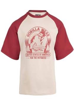 Gorilla Wear - Logan Oversized T-Shirt - Beige/Rot -, XL von Gorilla Wear