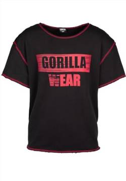 Gorilla Wear Wallace Workout Top Bodybuilding Old School Shirt weiter Halsausschnitt Doppelgrößen (DE/NL/SE/PL, Alphanumerisch, L, XL, Regular, Tall, schwarz/rot) von Gorilla Wear