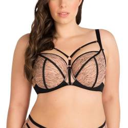 Gorsenia Dame Soft BH Große Brüste Bügel Gemustert Elegant Tüll K807 Cora, Schwarz,85J von Gorsenia