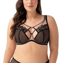 Gorsenia Dame Soft-BH Tüll Spitze Netz Schalen Träger Geblümt Dessous K758 Saanvi, Schwarz,100C von Gorsenia