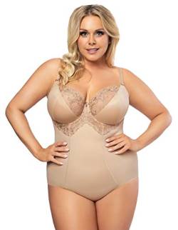 Gorsenia K356 Gala Body Dame Maxi Shapewear Stickerei Soft-Cups Regulierbar EU, Beige,75E von Gorsenia