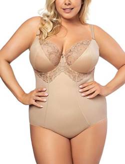 Gorsenia K356 Gala Body Dame Maxi Shapewear Stickerei Soft-Cups Regulierbar EU, Beige,75H von Gorsenia